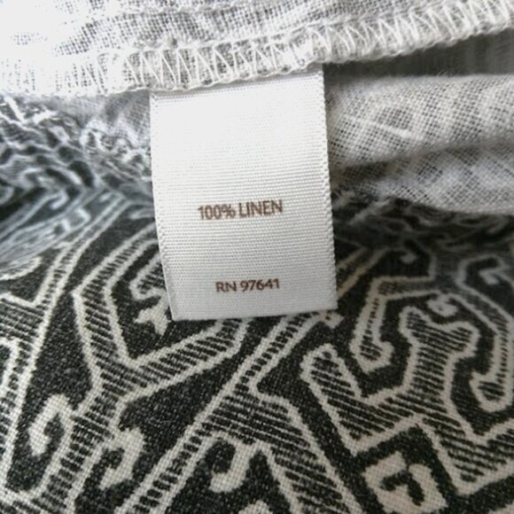 J JILL LOVE LINEN 100% Linen Wide Leg Cropped Boho Print Pull On Pants M - Picture 11 of 12